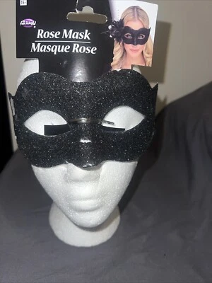 Masquerade Mask for Women | Elegant Swan BLACK Chips In The Glitter - Image 1 of 4