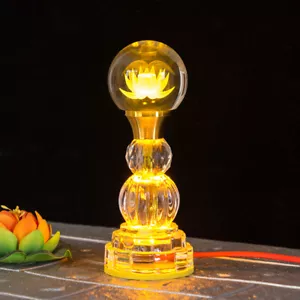 1 Stück 21 cm Kristall Lotus Lampe LED bunt Buddha Lampe Haushaltsdeko - Bild 1 von 2