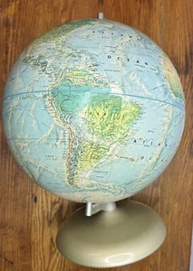 1960's Vintage Rand McNally World Portrait Globe Raised Topography - Picture 1 of 6
