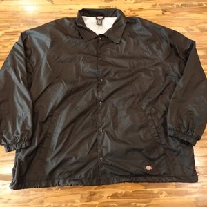 Dickies Snap Front Lined Windbreaker Mens 2XL XXL Nylon Coaches Black Jacket - Picture 1 of 14