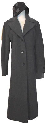 ABRIGO LARGO GRIS MEZCLA CACHEMIR ESTE 5TO PARA MUJER CON SOMBRERO ESTILO ADELGAZANTE ELEGANCIA ~ 12 Foto 1 de 4