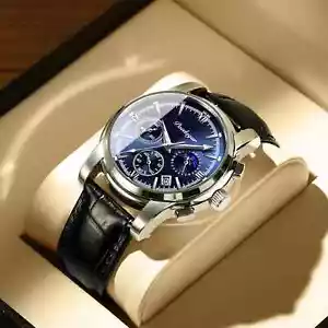 Men Watches Leather Quartz Watches Wristwatch Waterproof Chronograph Man Watches - Picture 1 of 7