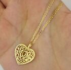 14k Yellow Gold Mom Heart Pendant Charm Mother's Day Present 1.5MM Mariner Chain