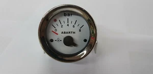 STRUMENTO MANOMETRO PRESSIONE OLIO BIANCO CON SCRITTA ABARTH 52MM FIAT 500 - Picture 1 of 1
