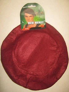 SOLDIERS BERT HAT ADULT SIZE IN WINE RED COLOUR FOR FANCY DRESS. - Picture 1 of 2