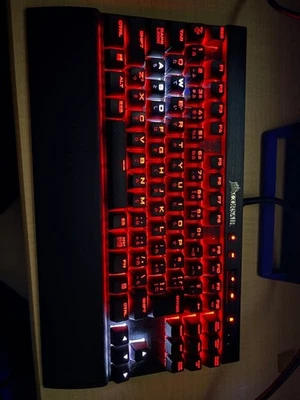 Corsair K65 RGB Mechanical Gaming Keyboard Black Red Backlit Red LED Used - Image 1 of 2