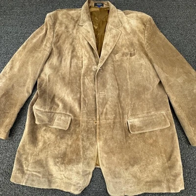 Chaqueta de Cuero Aerotransportado Para Hombres XL Bronceado Gamuza Cuero Blazer Abrigo Deportivo Envejecido Foto 1 de 4