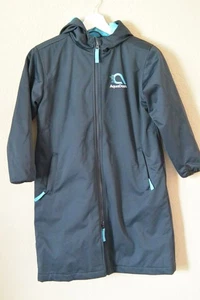AquaDash Swim Jacket Parka Kids Sz 8 Long Cotton Terry Cloth Navy EUC swim team - Picture 1 of 10