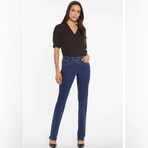 NYDJ Marilyn Straight Leg Jeans dark Rinse stretchy Size 14 31X27 WPRIMS8517 - Picture 1 of 10