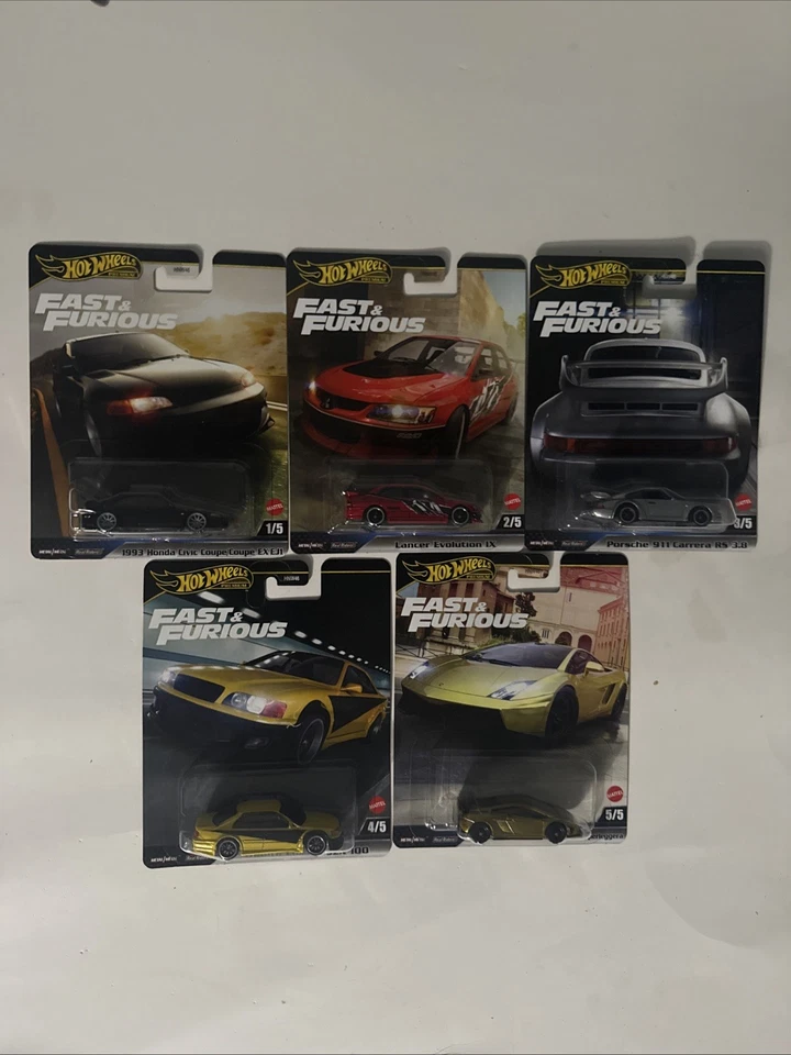 2025 Hot Wheels Fast & Furious Premium 5-Car Set | Civic Evo Chaser Gallardo 911 - Image 1 of 1