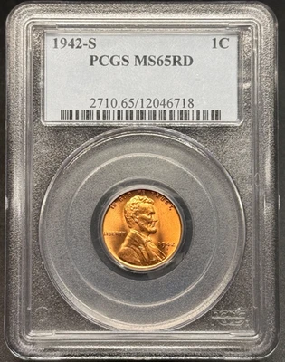 1942-S Lincoln Wheat Cent PCGS MS 65 RD - Image 1 of 4
