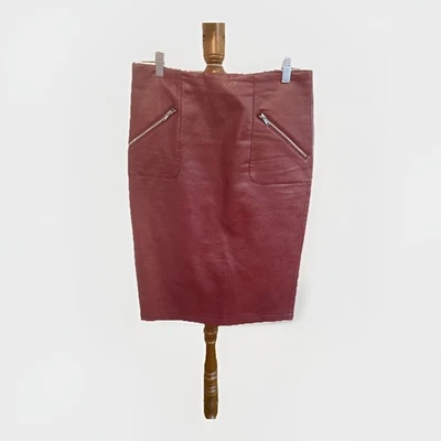 NWOT Catherine Malandrino Burgundy / Oxblood Faux Leather Pencil Skirt Size 6 - Image 1 of 4