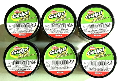 6 Pack -Berkley Gulp Alive Scented Minnow Bait 1" Watermelon Pearl 2.10 oz Jar - Image 1 of 2