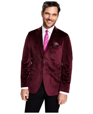 Alfani мужской Slim fit бархата Sport пальто Blazer 40 L красный твердый - Изображение 1 из 2