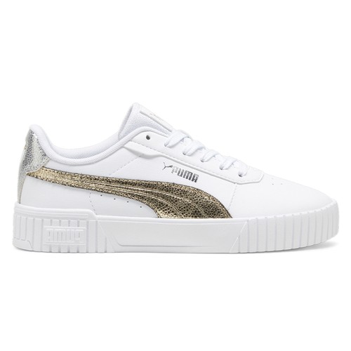 Scarpe casual Puma Carina 2.0 metallizzate lucide stringate donna bianche sneakers 39509