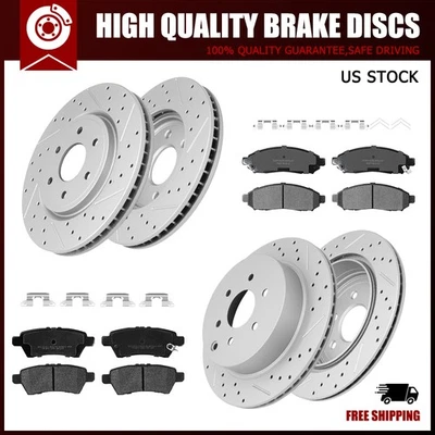 Front & Rear Drilled Disc Rotors+Brake Pads for 2005-2012 Nissan Pathfinder 4.0L - Image 1 of 4