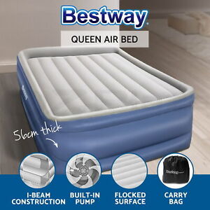 Bestway Air Bed Queen Size Mattress 56cm Premium Inflatable Built-in Pump Beds