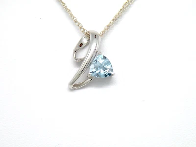 Authentic 14k White Gold Pendant, Trillion Aquamarine,  March birthstone - Image 1 of 4