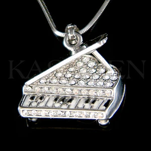 Collar De Joyería De Música Con Esmalte De Cristal Swarovski De Piano De Cola 3D - Imagen 1 de 2
