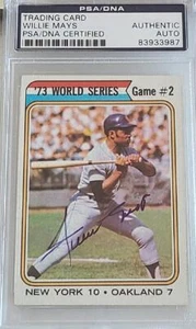 WILLIE MAYS VINTAGE SIGNED 1974 TOPPS WORLD SERIES METS #473 HOF PSA DNA - Picture 1 of 2