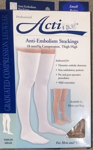 Activa Anti-Embolism Stockings 18 mmHg Thigh High Small Beige Closed Toe H52 - Picture 1 of 2