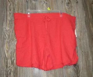 Terra & Sky Linen Viscose Shorts Dainty Trim Womens Size 1X NWT Boho Coquette - Picture 1 of 9