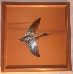 LOTE DE 2 PEQUEÑAS PIEZAS DE ARTE ENMARCADAS DE PÁJAROS DE BRUNO ERTZ PINTADAS EN MADERA - Imagen 1 de 6