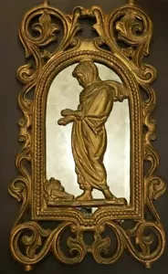 Vintage Victorian Cast Iron Woman Warming Hands Over Fire Plaque Reproduction - Picture 1 of 6