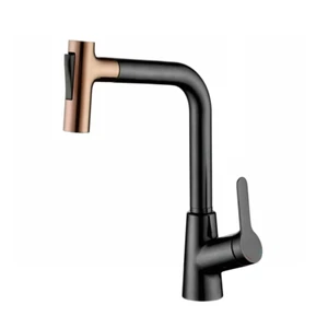 Grifo de cocina pistola de acero inoxidable negro dorado rociador extraíble para fregadero de cocina - Imagen 1 de 5