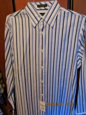 Nordstrom длинным рукавом кнопка спереди рубашка - синий белый и черный в полоску - новый с Ярлыками - M - Изображение 1 из 4