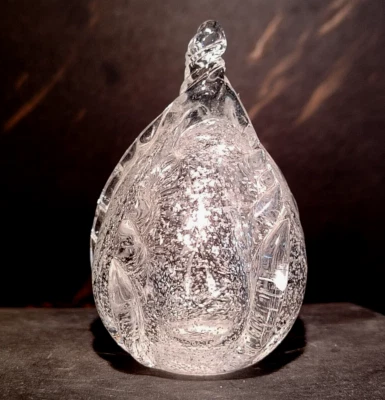 PARALUME IN VETRO DI MURANO TRASPARENTE / ARGENTO, H 100 mm, FATTO A MANO - Immagine 1 di 4