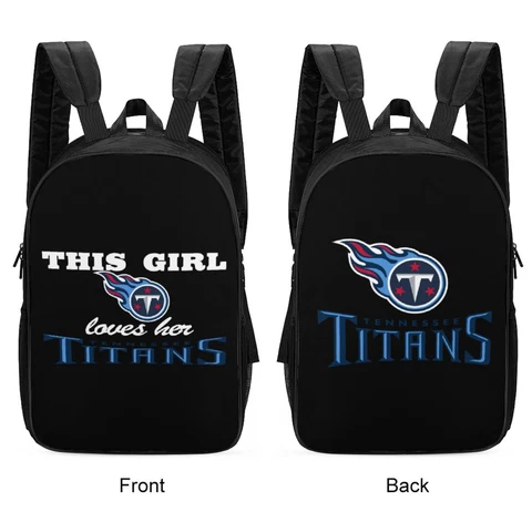 Tennessee Titans 2-sided Print Bag Travel Backpack Schoolbag Hiking Bag 17 " Cover