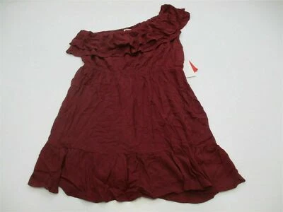 MOSSIMO Mujer Talla M Un Hombro Volante Granate Rojo Solero NUEVO Foto 1 de 4