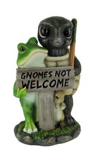 Guardians of the Garden Gnomes Not Welcome SIgn Statue