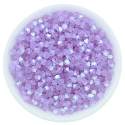 Preciosa Bicones Violet AB Matte 3mm, 4mm, 6mm Crystal Bicones - Image 1 of 2