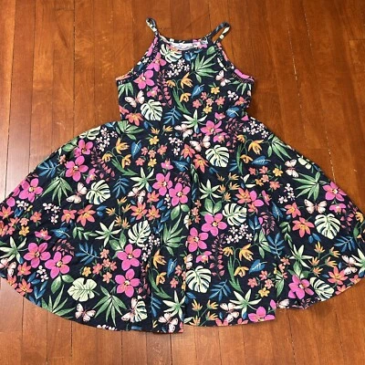 Vestido sin mangas Sonoma Niñas Talla 12 Negro Floral Correa de Espagueti Hawaiano Rodilla Foto 1 de 4