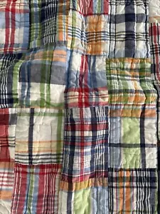 Pottery Barn KIDS Patchwork Madras Plaid Quilted Euro Pillow Sham Multiple Avail - Picture 1 of 10