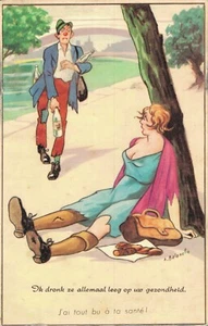 Tarjeta postal divertida vintage de cómic borracho B59 - Imagen 1 de 2