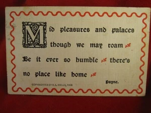 Vintage 1906 R.L. Well "NO Place Like Home" Postcard - Picture 1 of 6