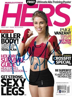 Paige VanZant Signed UFC 2016 Muscle & Fitness HERS Magazine BAS COA AEW Auto'd - Image 1 of 4