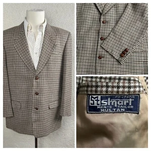 Smart Mens 42R Vnt Custom Tailor 3 Button Brown/Tan Check Sport Coat Full Canvas - Picture 1 of 15