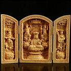 Chinese Boxwood Wood Carving Ksitigarbha Bodhisattva Folding Statue Collection