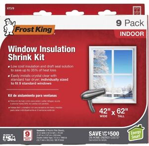 Frost King V73/9H 42 x 62 in. Indoor  & Patio Shrink Window Kit 9-Pack  Clear