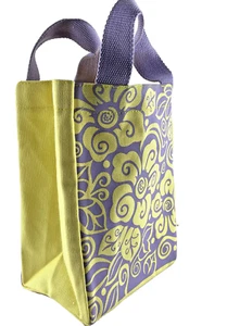 Bolso de lona verde con un giro púrpura floral almuerzo regalo - Imagen 1 de 7
