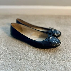Zapatos planos de ballet Coach Doreen para mujer 8,5b de cuero negro con tachuelas - Imagen 1 de 4