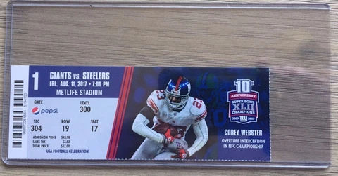 2017 New York Giants Official NFL Mint Season Ticket Stub - pick any game! Cover