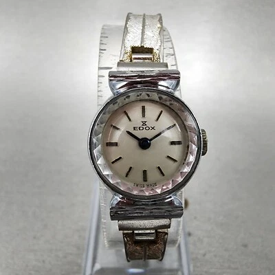 Reloj EDOX Mujer 18mm Esfera Blanca Acero Redondo Cuerda Manual Funciona De Colección Foto 1 de 4