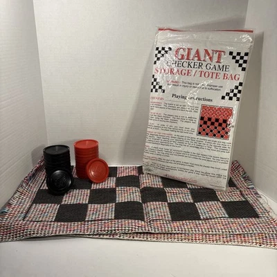 Giant Checker Game Storage Tote Bag with Woven Board - Image 1 of 4
