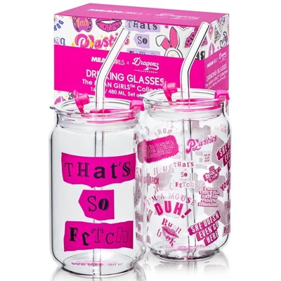 x Mean Girls - Tazas de vidrio de 16 oz con tapas y pajitas, juego de 2 - café helado... Foto 1 de 4