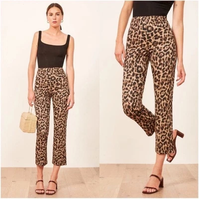 REFORMATION Marlon Leopard Print Twill Ankle Length Pants Women 4 NWOT - Image 1 of 4